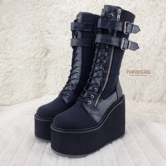 Swing 221 Goth Punk Rave Calf Boots 5.5" Platform size 9 - Picture 7 of 13